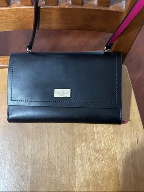 kate spade Black and Pink Leather Crossbody Wallet